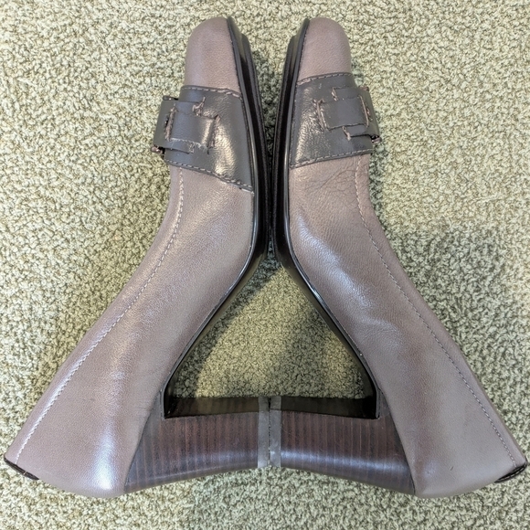 Sofft Taupe Leather Round Toe Buckle Heels Size 8.5 Office Workwear Preppy - Picture 7 of 13